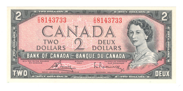 Canada: 1954 $2 Bank Of Canada Banknote Bouey-Rasminsky Uncirculated