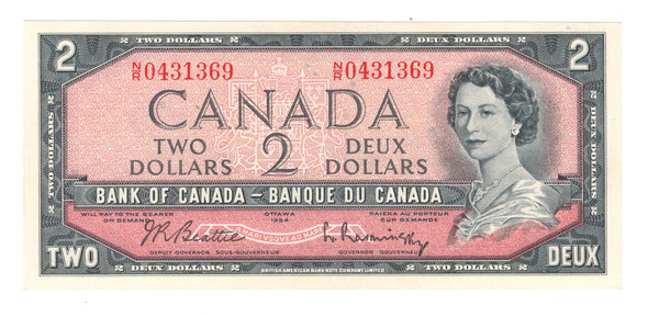 Canada: 1954 $2 Bank Of Canada Banknote Beattie-Rasminsky Uncirculated