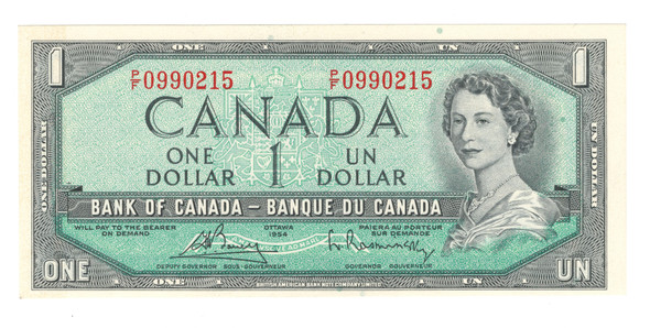 Canada: 1954 $1 Bank Of Canada Banknote Bouey-Rasminsky Uncirculated