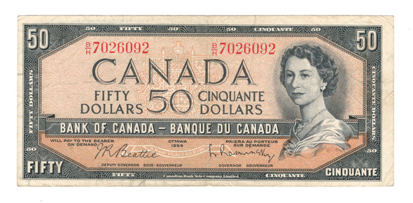 Canada: 1954 $50 Bank Of Canada Banknote Beattie-Rasminsky #4