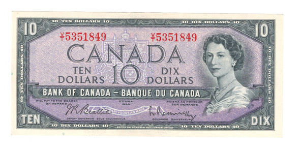 Canada: 1954 $10 Bank Of Canada Banknote Beattie-Rasminsky #4