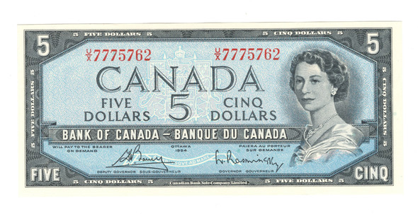 Canada: 1954 $5 Bank Of Canada Banknote Bouey-Rasminsky BC-39c