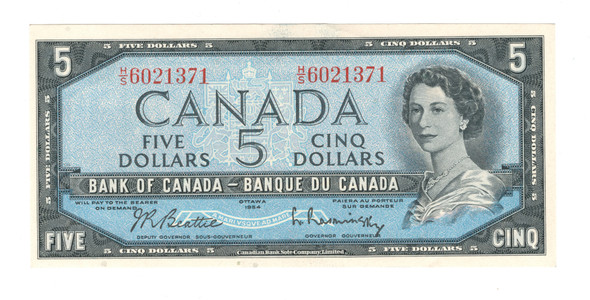 Canada: 1954 $5 Bank Of Canada Banknote Beattie-Rasminsky BC-39b #2