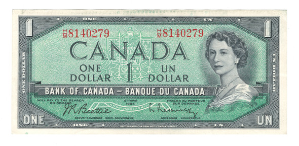 Canada: 1954 $1 Bank Of Canada Banknotes Beattie-Rasminsky BC-37b-i