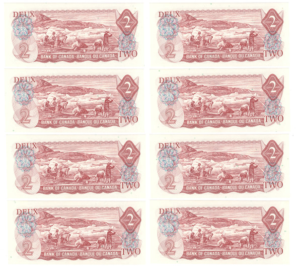 Canada: 1974 $2 Bank Of Canada Banknote Lawson-Bouey BC-47a 2 Letters 8x in Sequence