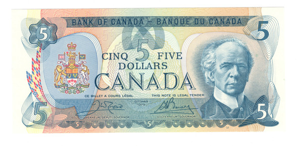 Canada: 1979 $5 Bank Of Canada Banknote Crow-Bouey BC-53b #3