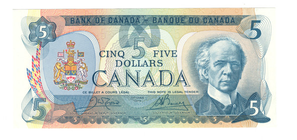 Canada: 1979 $5 Bank Of Canada Banknote Crow-Bouey BC-53b #4