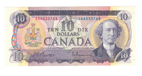 Canada: 1971 $10 Bank Of Canada Banknote Beattie-Rasminsky BC-49a