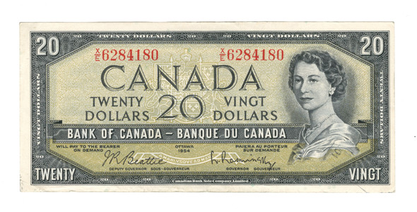 Canada: 1954 $20 Bank Of Canada Banknote Beattie-Rasminsky