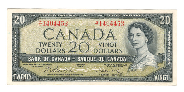 Canada: 1954 $20 Bank Of Canada Banknote Beattie-Rasminsky BC-41b #5