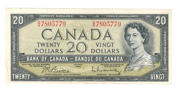 Canada: 1954 $20 Bank Of Canada Banknote Beattie-Rasminsky BC-41b #6