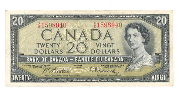 Canada: 1954 $20 Bank Of Canada Banknote Beattie-Rasminsky BC-41b #11