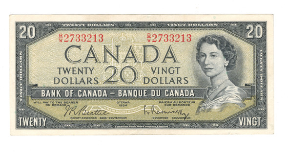 Canada: 1954 $20 Bank Of Canada Banknote Beattie-Rasminsky BC-41b #12
