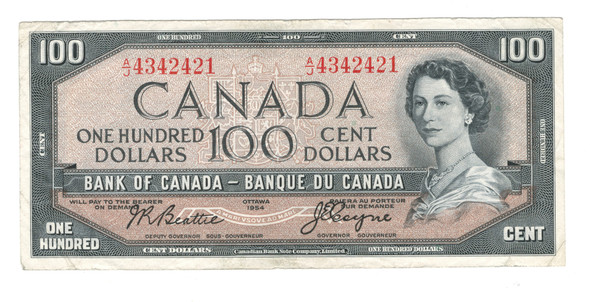 Canada: 1954 $100 Bank Of Canada Banknote Beattie-Coyne