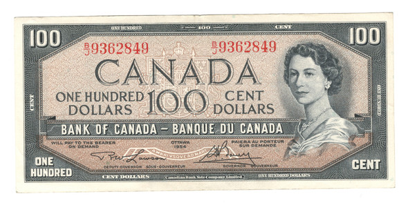 Canada: 1954 $100 Bank Of Canada Banknote Lawson-Bouey