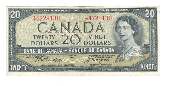 Canada: 1954 $20 Bank Of Canada Banknote Beattie-Coyne I/E #2