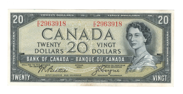 Canada: 1954 $20 Bank Of Canada Banknote Beattie-Coyne E/E