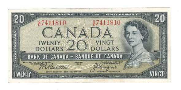 Canada: 1954 $20 Bank Of Canada Banknote Beattie-Coyne G/E #5