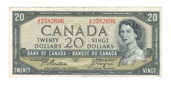Canada: 1954 $20 Bank Of Canada Banknote Beattie-Coyne G/E #6
