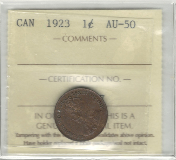 Canada: 1923 1 Cent ICCS AU50