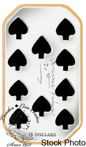 Canada: 2009 $15 Playing Card Money Ten of Spades Sterling Silver Coin **Scuffed Capsule**