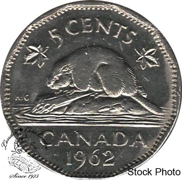 Canada: 1962 5 Cent Doubled Date AU50