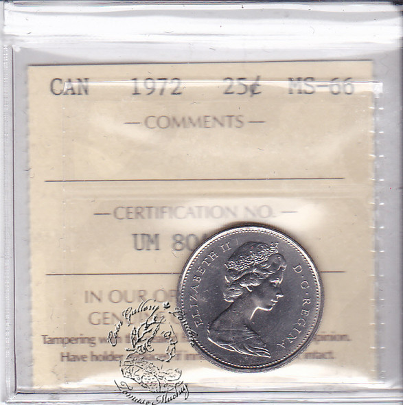 Canada: 1972 25 Cents ICCS MS66 Coin nr 3