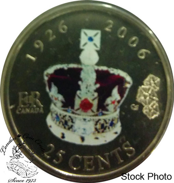 Canada: 2006 25 Cent 80th Birthday of the Queen Coloured Coin