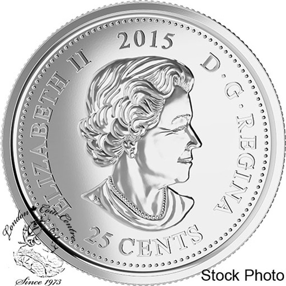 Canada: 2015 25 Cents Poppy Coloured Coin BU