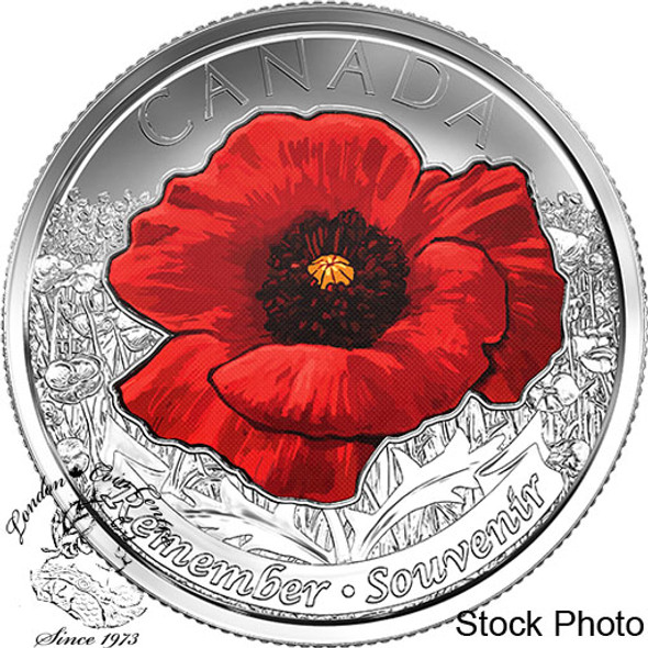 Canada: 2015 25 Cents Poppy Coloured Coin BU