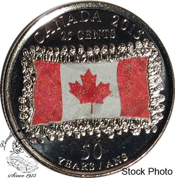 Canada: 2015 Flag 25 Cent Coloured Coin BU