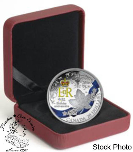 Canada: 2016 $20 A Celebration of Her Majesty's 90th Birthday Silver Coin