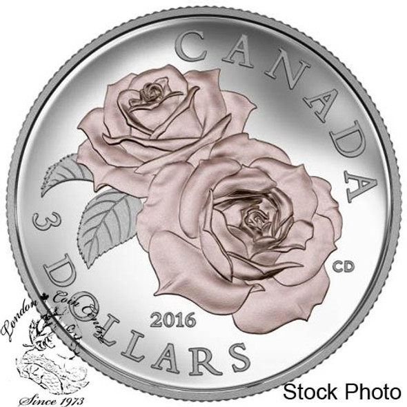 Canada: 2016 $3 Queen Elizabeth Rose Silver Coin Canada: 2016 $3 Queen Elizabeth Rose Silver Coin