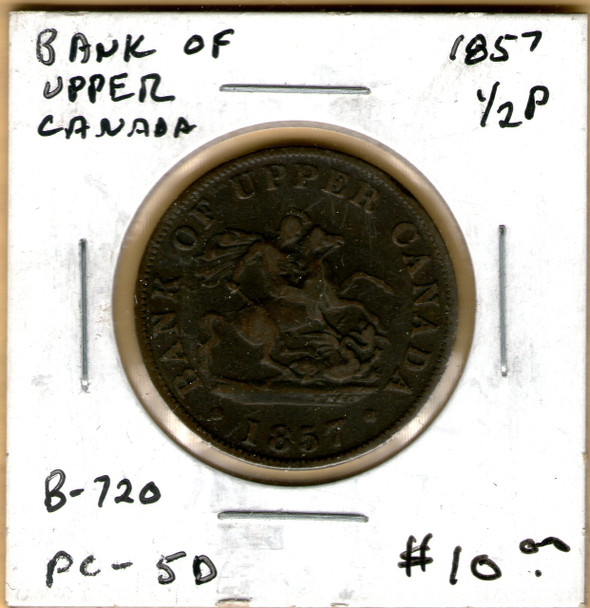 Bank of Upper Canada: 1857 Half Penny #3a