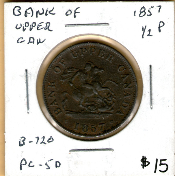 Bank of Upper Canada: 1857 Half Penny #4g