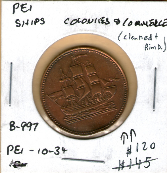 P.E.I. Ships Colonies & Commerce B-997 PE-10-34 (cleaned + rim d.)
