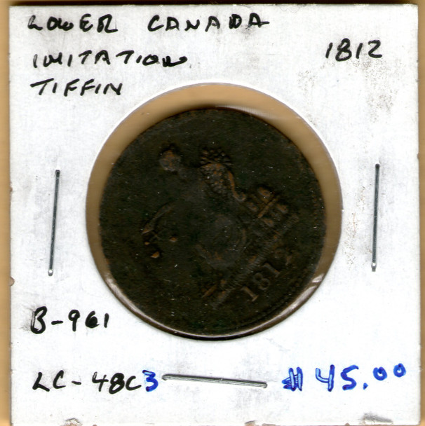 Lower Canada: 1812 Halfpenny B-961 LC-48C3 Imitation Tiffin