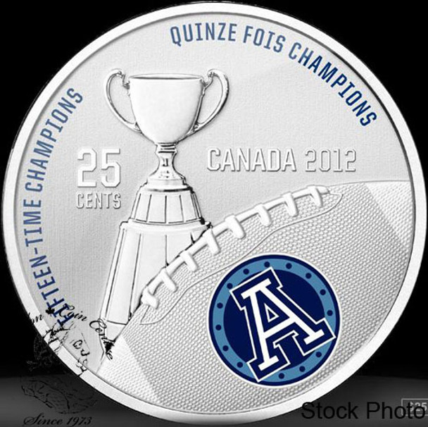 Canada: 2012 25 Cents The Toronto Argonauts Coloured Coin & Stamp Set