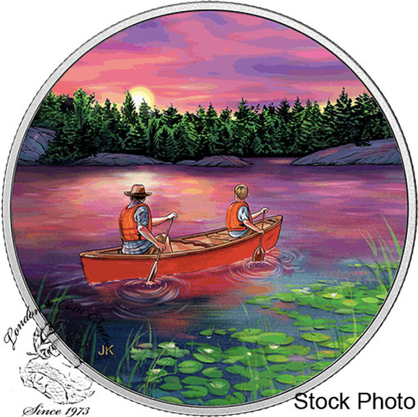 Canada: 2017 $15 Great Canadian Outdoors: Sunset Canoeing Silver Coin