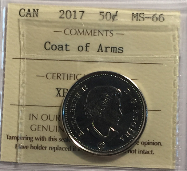 Canada: 2017 50 Cent Coat of Arms Coin ICCS MS66