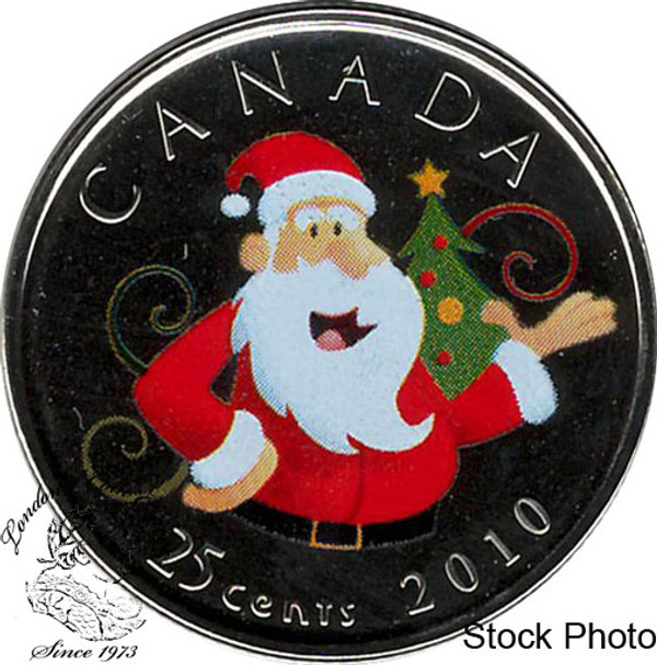Canada: 2010 25 Cent Coloured Santa Proof Like