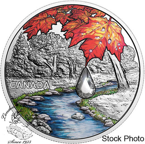 Canada: 2017 $20 Jewel of the Rain: Sugar Maple Leaves - Pure Silver Coin with Swarovski® Crystal