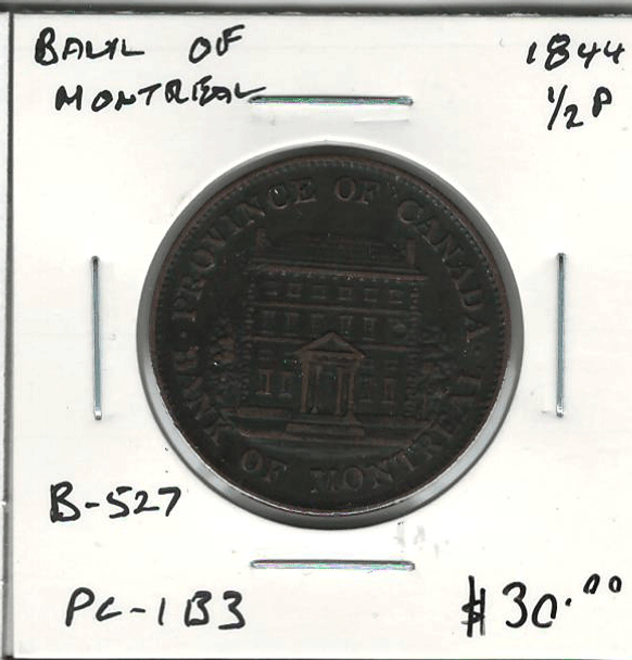 Bank of Montreal: 1844 Halfpenny PC-1B3 #2