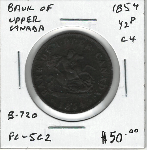 Bank of Upper Canada: 1854 Halfpenny C4 PC-5C2