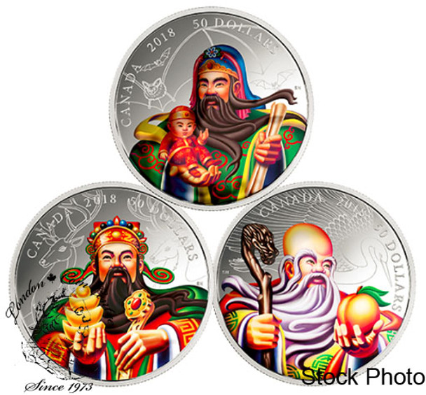 Canada: 5 oz. Pure Silver 3-Coin Set - The San Xing Gods: Fu, Lu, Shou