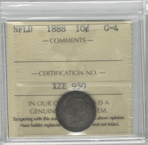 Canada: Newfoundland 1888 10 Cent ICCS G4