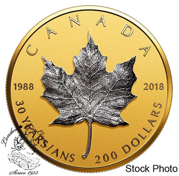 Canada: 2018 $200 30th Anniversary of the Silver Maple Leaf Pure Gold Coin