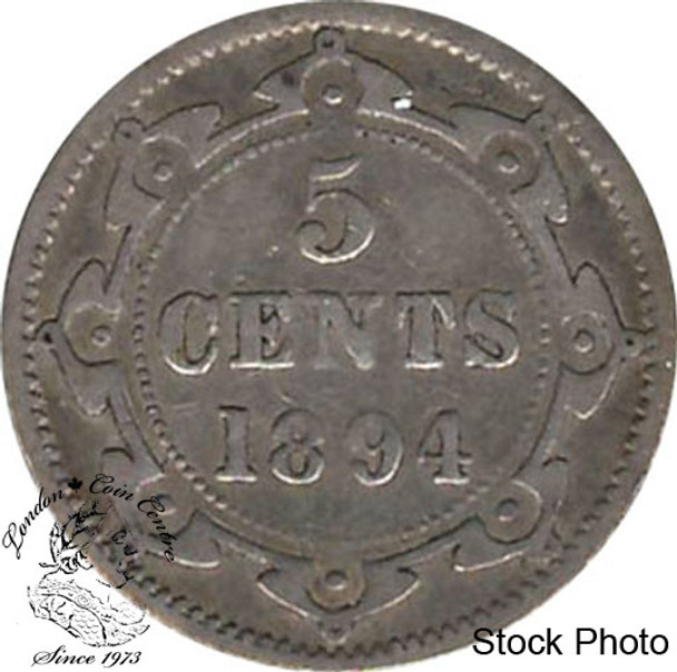 Canada: Newfoundland 1894 5 Cent Silver VG8