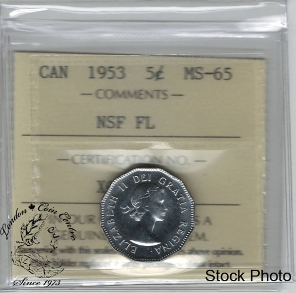 Canada: 1953 5 Cents NSF FL ICCS MS65