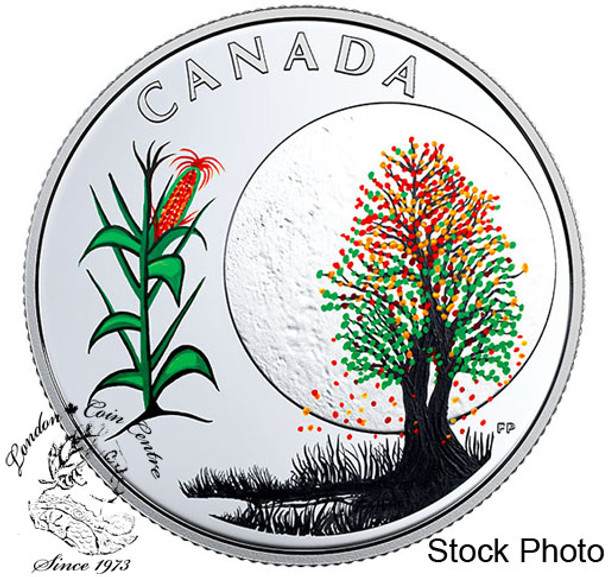 Canada: 2018 $3 Thirteen Teachings From Grandmother Moon: Corn Moon Pure Silver Coloured Coin